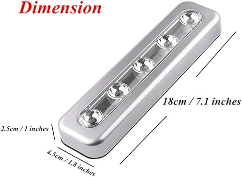 Miniatura 8 de Paquete de 4, 5 luces LED táctiles táctiles, funciona con pilas, luz nocturna para armarios, armarios, armarios, pasillo, escaleras, áticos,