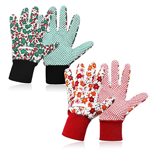 Grantop Gardening Gloves for Women Set,2 pairs Comfortable Gardening Working Gloves for Ladies Women,Floral Garden Gloves with Elastic Cuffs and Non-Slip for Yard, Fishing, Camping.