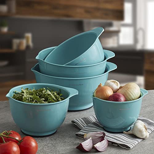 Image of KitchenAid KE178OSAQA Classic Mixing Bowls, Set of 5,Aqua Sky 2