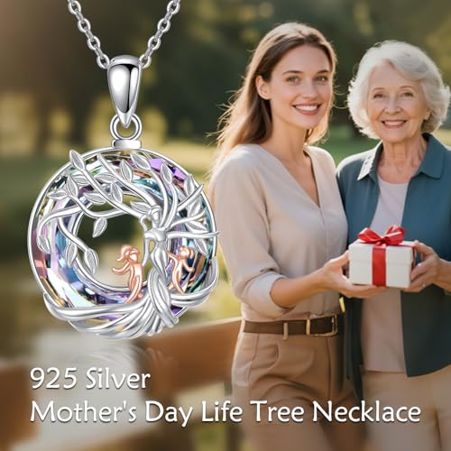 YAFEINI Chaîne arbre de vie en argent sterling pour mère et fille - Pendentif arbre de vie - Cadeau pour maman, grand-mère, femme – vue 6