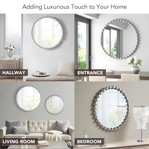 Madison Park Round Mirror, Metal Frame Circle Mirror 27 inch, Wall Art Decor Mounted Hanging for Entryway, Bathroom, hallway, Living Room, Vanity, Marlowe, Silver by Madison Park - Image 4