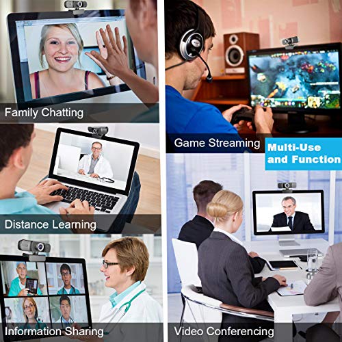 Full 1080P Webcam, Webcam with Microphone, Computer Camera for Calling, Conferencing, Live Streaming, Manual Focus Web Camera for PC, Laptops, and Desktop