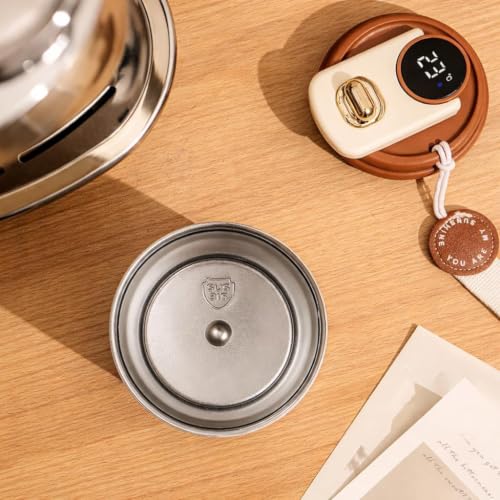 Image of VOLITO Personalized Coffee Mug with Temperature Display, 420ml Ceramic Travel Coffee Cup with Lid, Insulated Coffee Tumbler with Wrist Strap, Custom Name Gift for Coffee Lovers(mini 420ml)