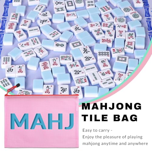Bolso vacío para fichas Mahjong con cremallera rojo miniatura 2