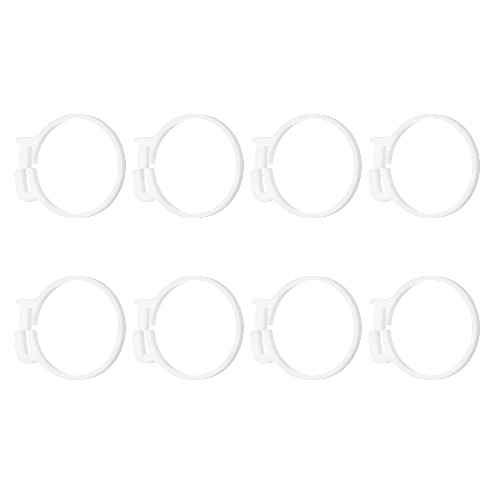 sourcing map 8pcs Double Snap Grip 63.5-70mm Heavy Duty Plastic Hose Clamps Ratcheting Adjustable Clamps Kit for Plumbing Automotive Fuel Line, White — image 1