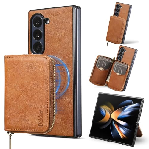 Coque Z Fold 7 portefeuille marron pour ne plus perdre vos cartes et protéger l'écran