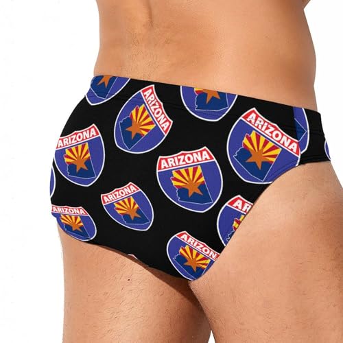 Arizona Map Flag Design Mens Swim Briefs Bikini Sexy Low Rise Trunks Swimsuit Bathing Suit Beach3