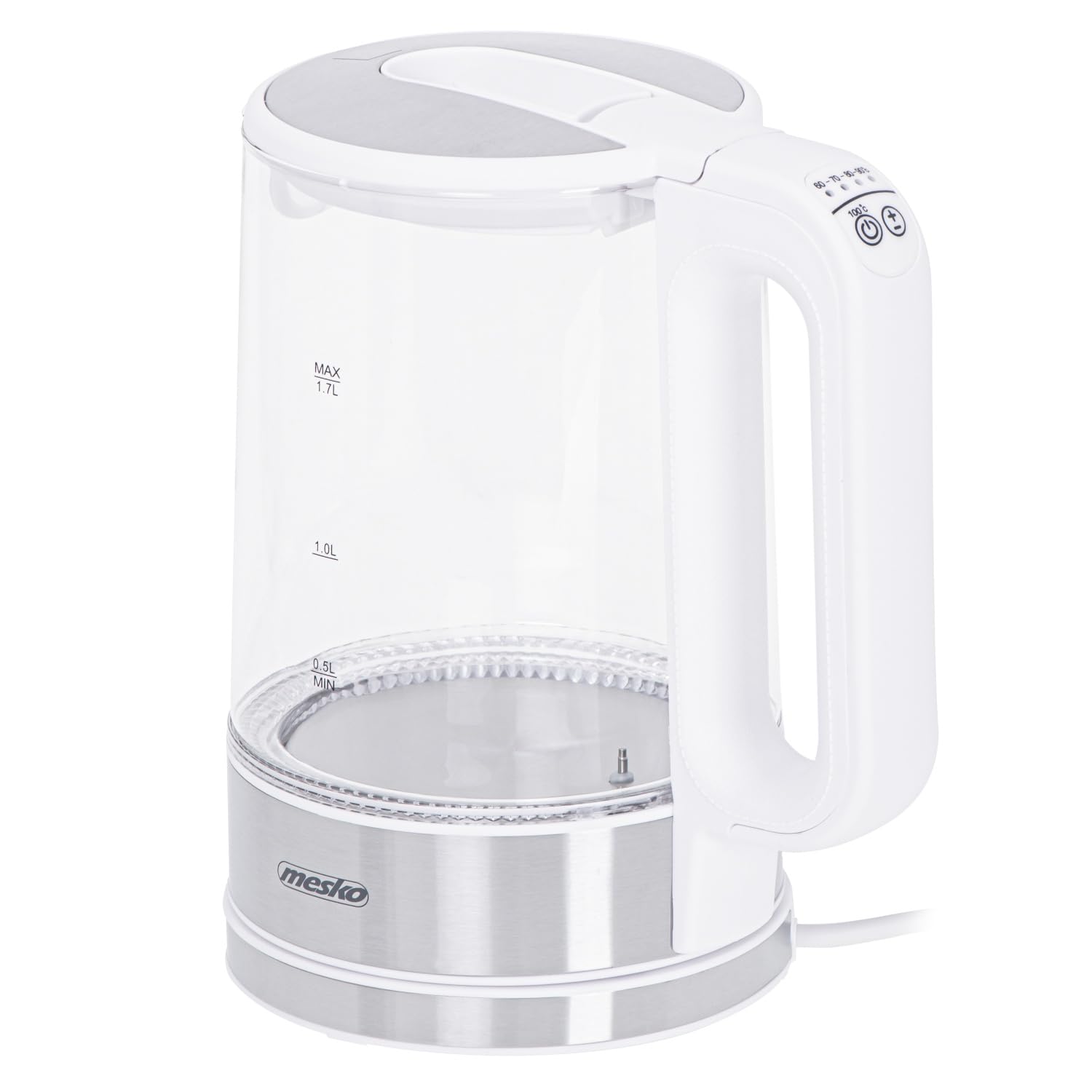 Mesko MS 1301w - Hervidor de agua con regulación de temperatura, 1,7 L, con retroiluminación LED, 2200 W, hervidor de agua