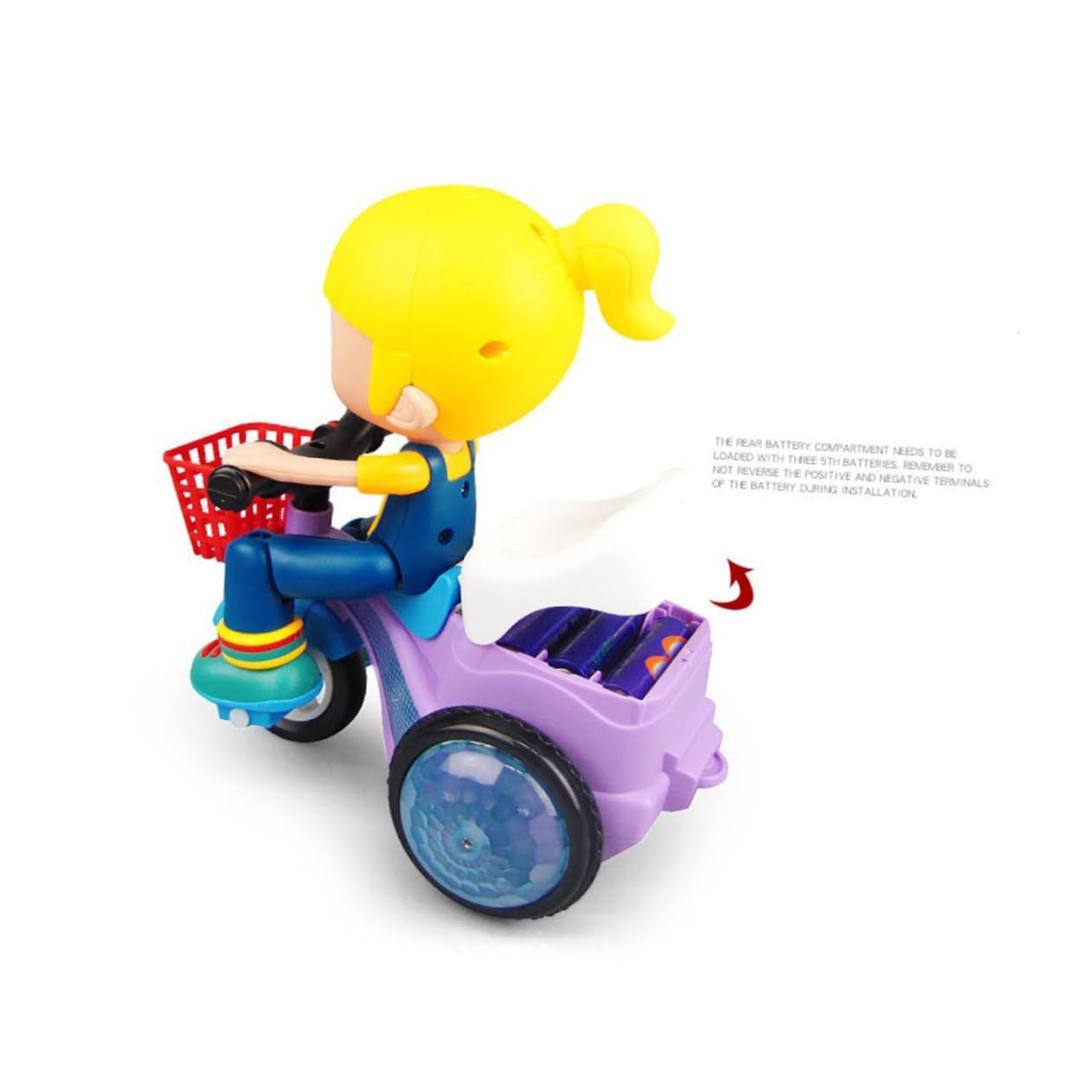 Vaguelly Intelligent Stunt Tricycle for Battery Design Random Riding Options Easy to Assemble for Playtime Activities Random Color
