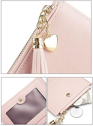 Miniatura 6 de Belsmi Cartera pequeña y compacta de piel delgada para mujer, con bloqueo RFID, bolsillo con cremallera, organizador de tarjetas, carteras