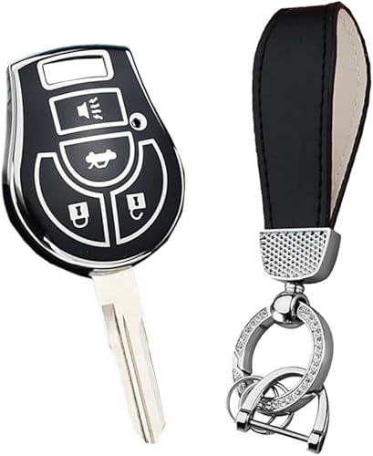 HIBEYO Funda para llavero Nissan March Tiida Altima Sentra Armada Cube Juke Maxima Pathfinder Rogue 2012 Versa Accesorios con llavero Smart Key Case