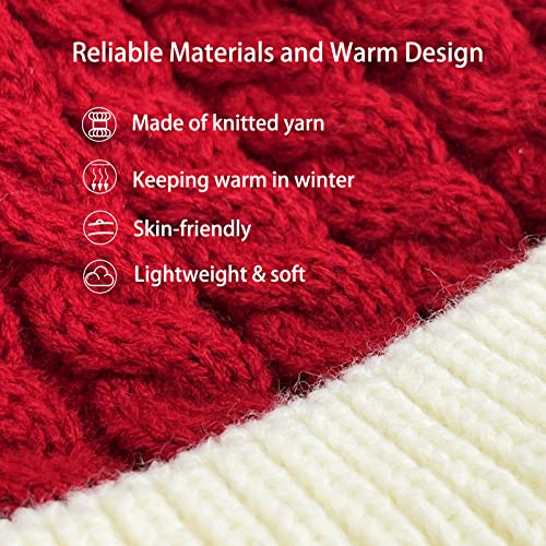 Red Christmas Knitted Hat For Baby Xmas Elf Knit Warm Baby Santa Hat Cute Newborn Beanie Hat With Pom Pom For Boys Girls Infant Thick Warm Soft Hat(Fit For 0-3 Years Old) #TOP3
