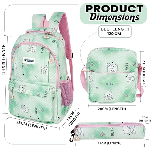 Image of Storite 3 PCS Kids School Backpack Set for Girls & Boys | 17 Inch Lightweight Backpack with Lunch Box & Pencil Case | Bear Print School Bag for Elementary, Middle & High School