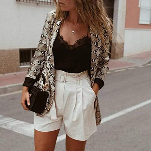 Women's Casual Lapel Collar Snake Skin Print Blazer Jacket Coat Open Front Long Sleeve Outwear Tops4