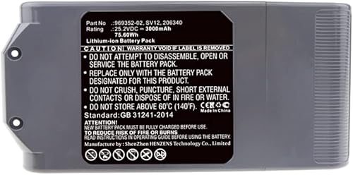 Miniatura 2 de Synergy Digital Batería para aspiradora, compatible con Dyson V10 Absolute Vacuum Cleaner, (iones de litio, 25.2 V, 3000 mAh), capacidad ultra alta,
