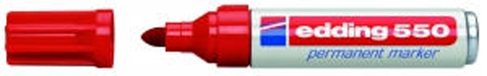 Edding Rotulador permanente n.º 550, paquete de ahorro de 3 y 5 unidades, en cuatro colores, rellenable con Edding T 25 (rojo, pack de ahorro de 5 unidades)