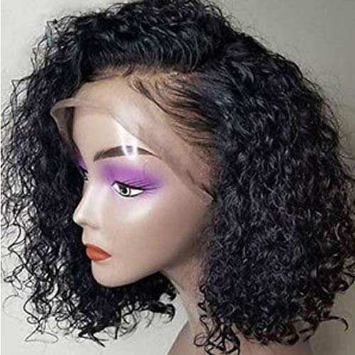 Short Bob Curly Mongolian Human Hair Wigs 6inch Deep Part Glueless Lace Front Wigs with Bleached Knotes Baby Hair Pre Plucked Hairline