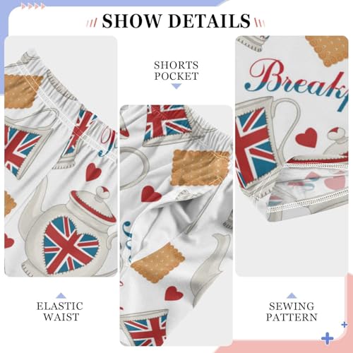 ZZXXB British Teapot Boys Long Pants Soft Trousers Elastic Waist Kids Lounge Bottoms with Pockets S-XL4