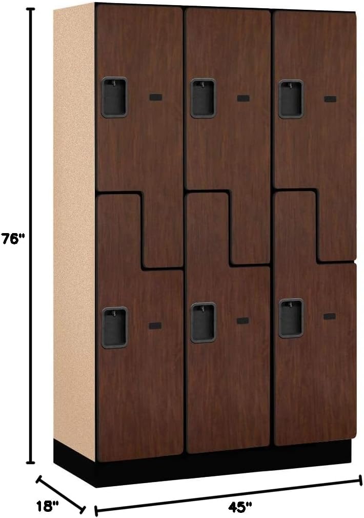 Extra Wide Mahogany Wood Gym Locker with Shelves - 76"H x 45"W