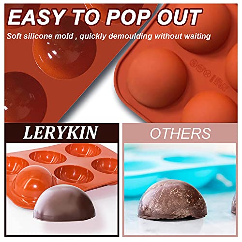 Lerykin 6 Holes Medium Semi Sphere Silicone Molds, 2 Packs Half Sphere Silicone Baking Molds For Making Chocolate, Cake, Jelly, Dome Mousse #TOP3