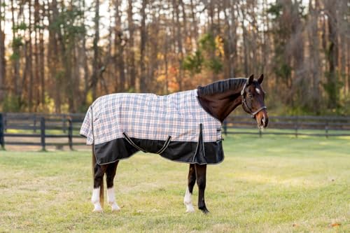 Image of TuffRider Comfy 1200 D Medium Weight 200 GMS Standard Neck Blanket- Beige and Black Plaid- 72