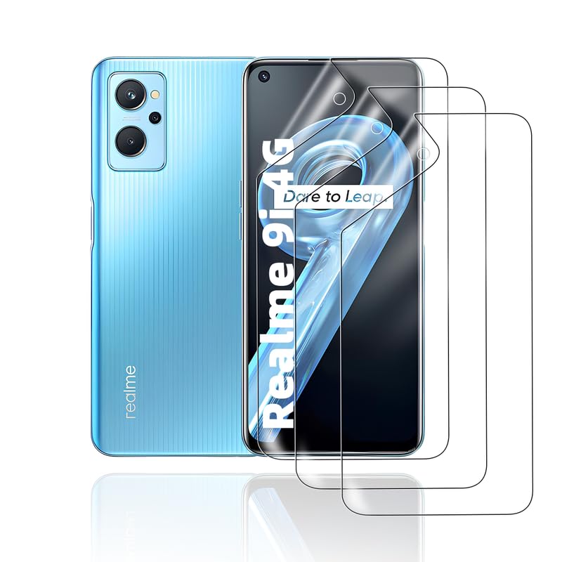 HonJenSeoa Protector de pantalla de película de hidrogel para Realme 9i 4G, 3 Piezas película protectora de TPU suave transparente HD Curva 3D de Cobertura Completa Sin Burbujas