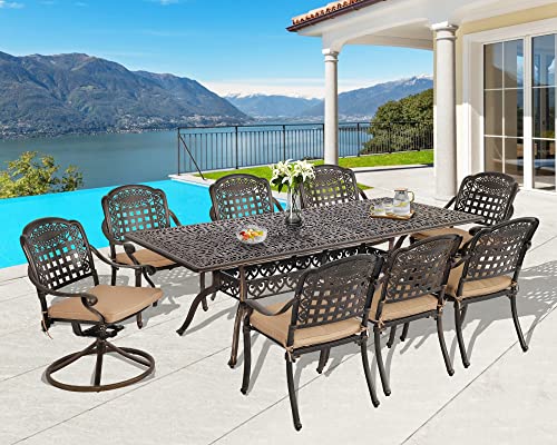 Grepatio-Patio-Dining-Table-Outdoor-Cast-Aluminum-Large-Rectangular-Table-Weather-Resistant-Table-with-2-Umbrella-Hole-People-Party-Lawn-Backyard-Garden-Bronze-Blak-866L-x-59W-x-284H Grepatio Patio Dining Table Outdoor Cast Aluminum Large Rectangular Table Weather Resistant Table with 2 Umbrella Hole People Party Lawn Backyard Garden Bronze Blak 866L x 59W x 284H