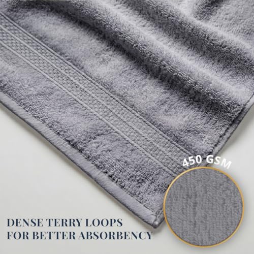 Image of LANE LINEN 450 GSM 100% Cotton Colorado Hand Towel 2PC - Cool Grey | Ring Spun Cotton Weave, True 60x40cm Each, Quick Dry & Absorbent, Napkins for Gym, Workout, Sports