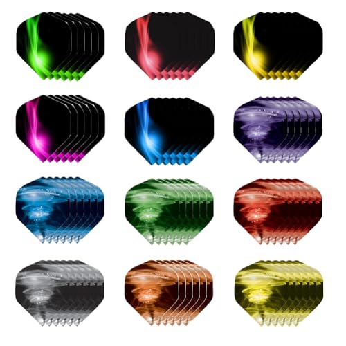 Dart Flights 12 Sets 84 Pcs Langlebiges PET und Ersatz Federschwanz Wing. Perfektes Zubehör Ausrüstungszubehör für Dart Spiele(Farbe-D)