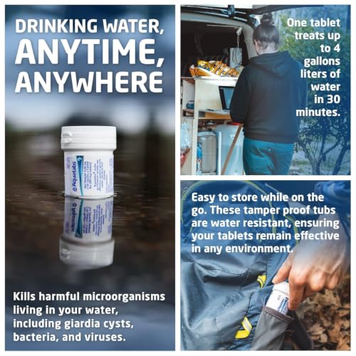 Image of Aquatabs Water Purification Tablets (397mg, 100 Pack). Water Filtration System for Camping, Boating, Emergency Water, Survival Kit, and Marine. Easy-to-Use Water Purifier Treatment.
