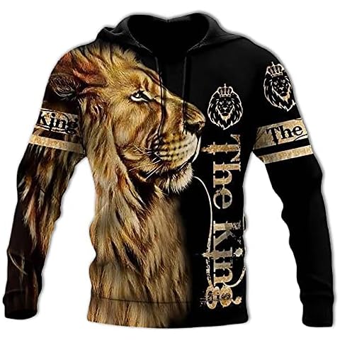 Sudadera de Animales Unisex con Estampado de león y Tigre Cover