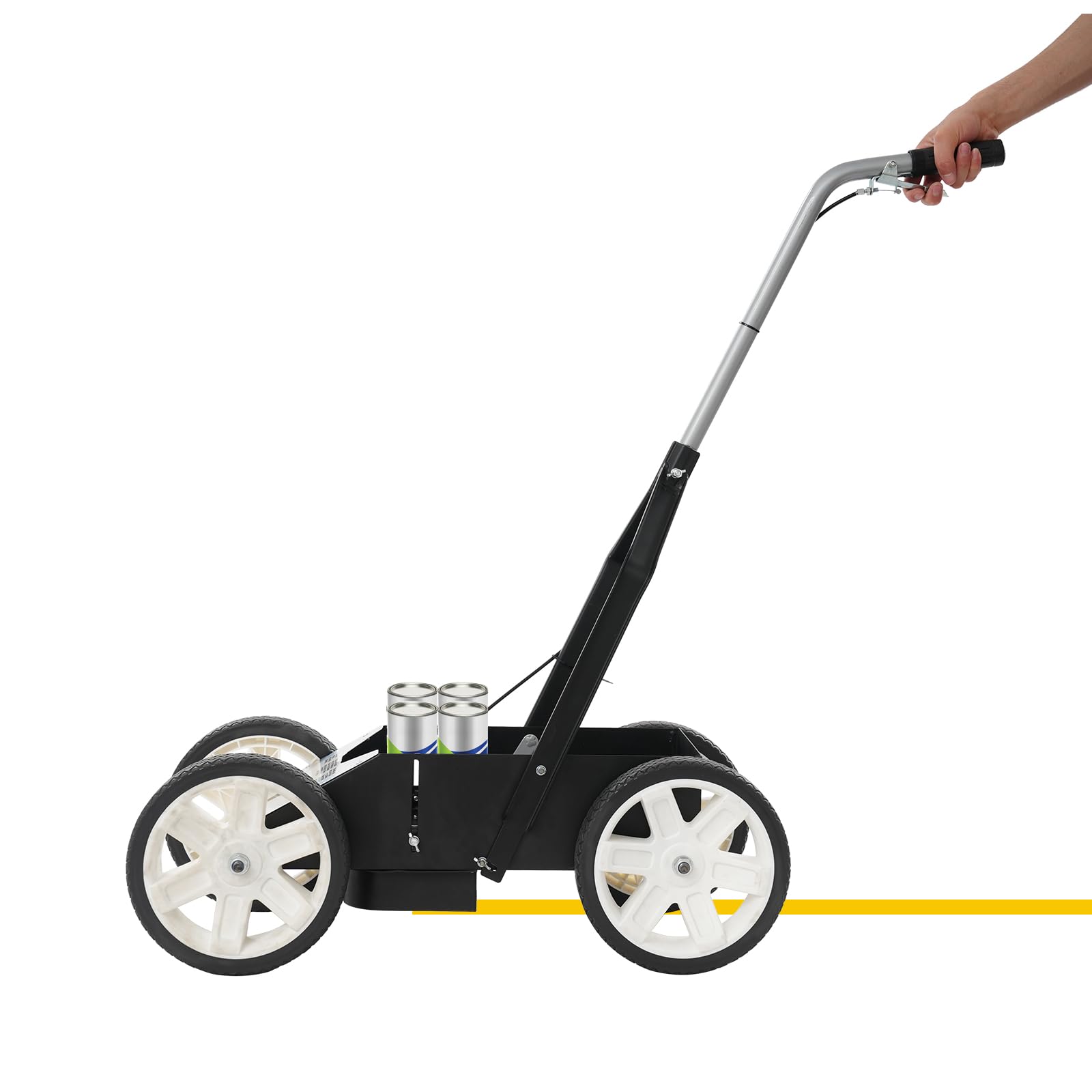 Marcatore a 4 ruote con linee di 5 – 10 cm di larghezza, marcatura linea pieghevole, per campi sportivi, parcheggi e aree di stoccaggio