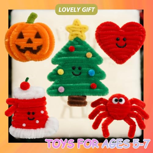 Image of VZF Fruit Green Pipe Cleaners Craft,Creative Craft Pipe Cleaners for Flower Making,Chenille Stems Crafting Pipe Cleaners Artificial Flowers,Craft Supplies for Home Festivals DIY,Christmas Decoration