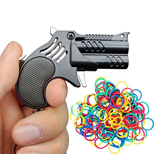 Rubber Band Gun Creative Keychains Decorative Ornaments School Bag Pendants Creative Decompression Toys (Black)