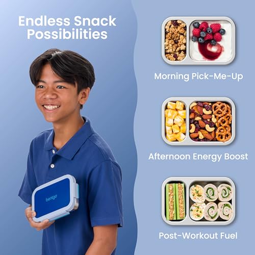 Image of Bentgo Stainless Steel Snack Box, Leak-Proof, 2 Compartments, 2-Cup Capacity