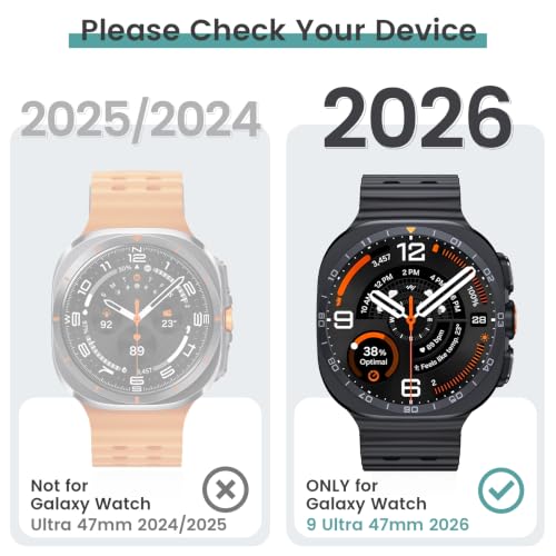Image of Tensea 5+5PCS for Samsung Galaxy Watch 9 Ultra 47mm Screen Protector & Case | Hard PC Bumper / HD Anti-Fog Tempered Glass Protective Film Accessories, Face Cover Set for Women Men