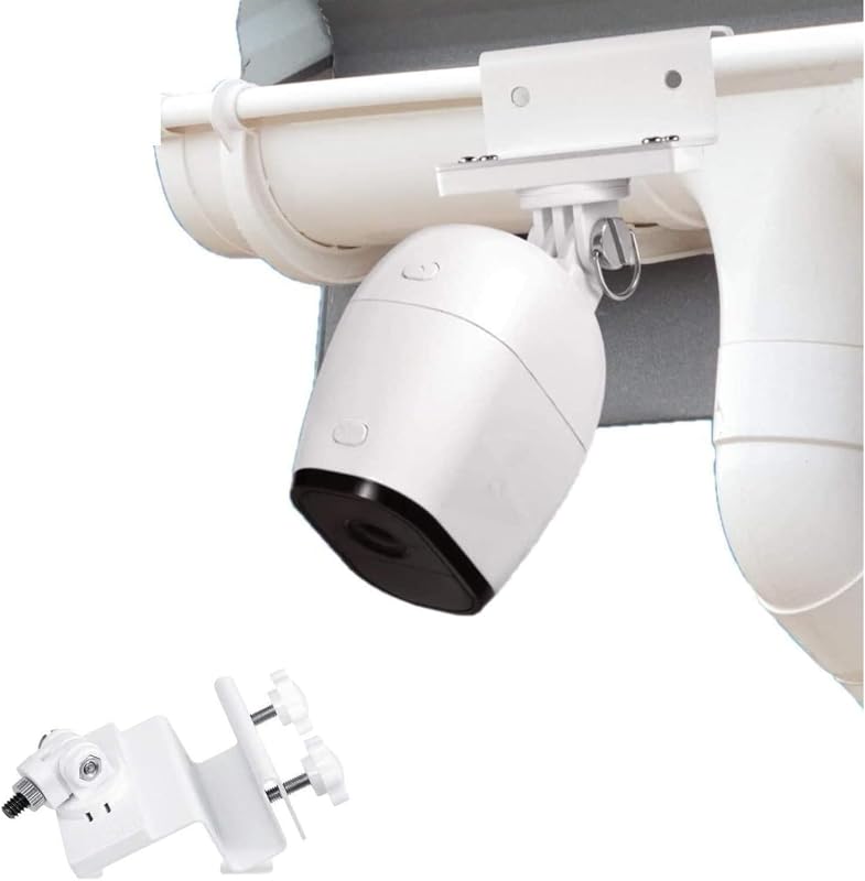 Wasserstein Weatherproof Gutter Mount for Arlo Cameras, White, 360-degree Swivel, 180-degree Tilt, Easy Installation, Rust-Resistant