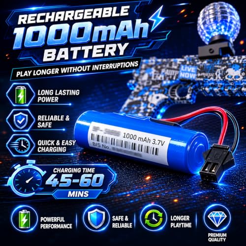 Image of Lifelong Electric Gel Blaster Gun for 14+ Years | 1200mAh Rechargeable Battery & 50+ Ft Firing Range | Easy to Assemble & BIS Certified | High-Speed Electric Firing with Water Gel Balls (LLCEDG02)