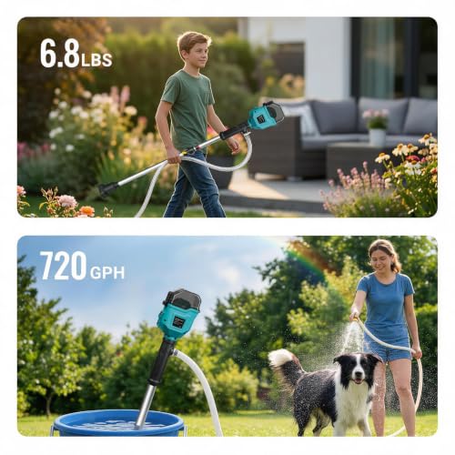 Image of Cordless Stick Water Transfer Pump Compatible with Makita 18v Battery