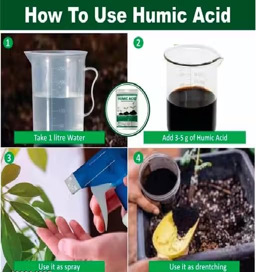 Image of Organica Agro farm Humic Powder (Potassium Humate 98%) for Plants - Soil Conditioner for Garden & Agriculture (250gm)