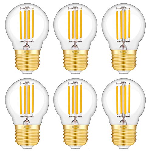 Exclusive Discount 70% Price  CRLight 4W LED Globe Bulb 45W Equivalent 450 Lumen, Dimmable 2700K Warm White E26 Base, Vintage Edison Tiny G14 Globe Clear Glass Light Bulbs for Chandelier Ceiling Fan Vanity Mirror, 6 Pack