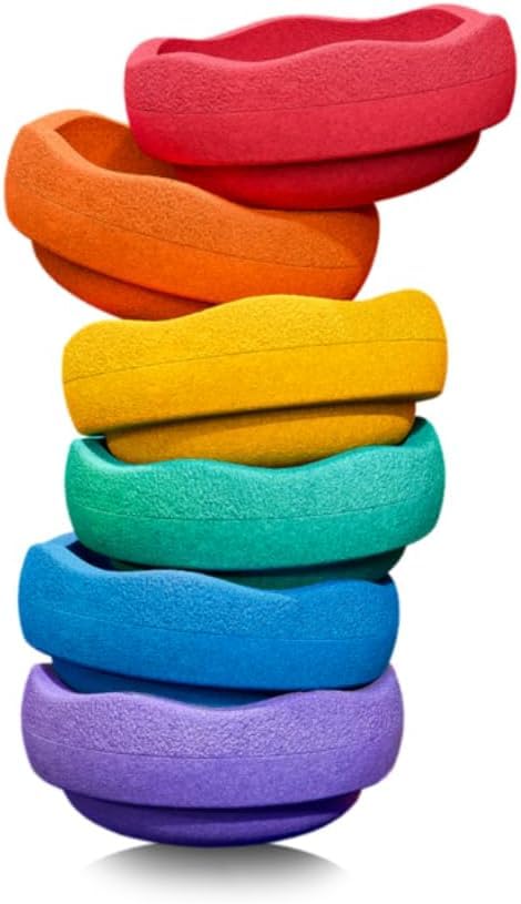 Image of Stapelstein® – Rainbow I Stepping Stones for Children I 6 Colorful Motor Skills Toys – for Indoors & Outdoors – Movement Game – Stacking Game from 1 Year