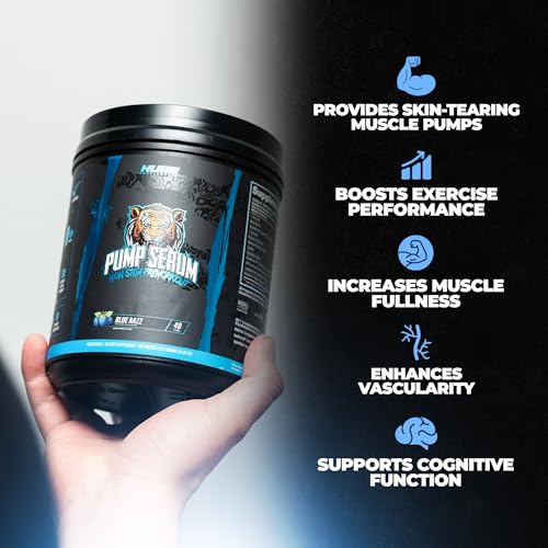 Image of Pump Serum Non Stim Pre-Workout - Fully Loaded Stimulant Free Pre Workout for Extreme Pumps, Vascularity & Muscle Fullness, with L-Citrulline, HydroPrime & Nitrates, Blue Razz, 40 Servings