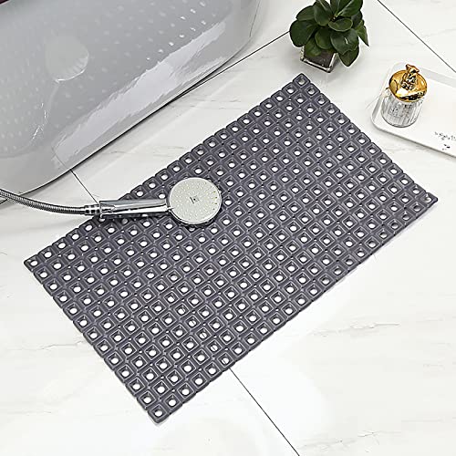 Tapis de bain antidérapant ventouses gris lavable machine pour sol douche 70x40 - 4