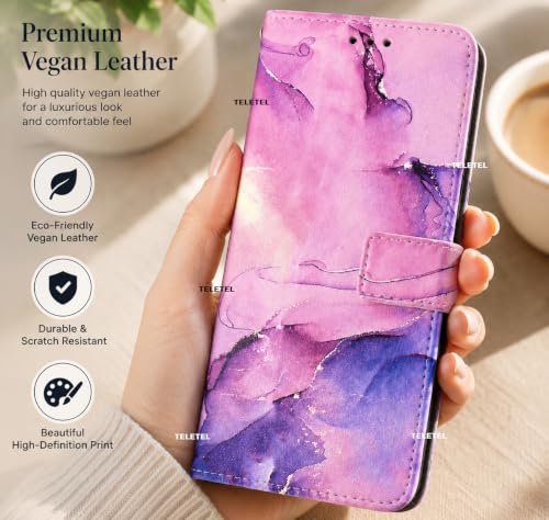 Image of TELETEL Marvel Magnetic Closure Flip Shock Proof Back Cover with Cards & Cash Pockets | Wallet Case - Purple for Vivo V50 5G