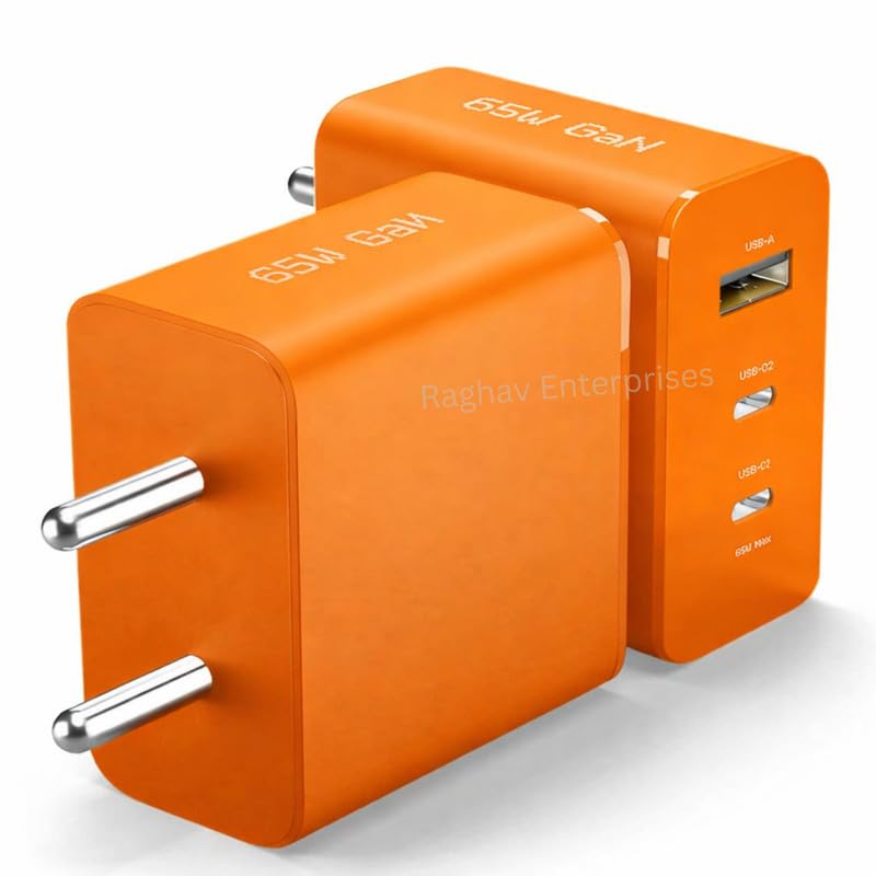 Image of 65W Fast Charger Compatible with Nothing Phone 4 /3A /2A /2 /1, CMF Phone 1 | PPS PD 3.0 Type-C Wall Adapter | BIS Certified | Compatible 3A Pro /2A Plus OP Orange