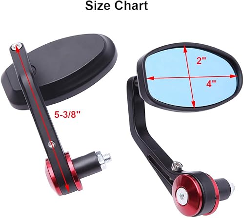 Miniatura 3 de Espejos retrovisores ovalados universales CNC para motocicleta de 7/8 pulgadas, compatible con Honda Yamaha Suzuki Sports Bike Street Fighter (rojo)