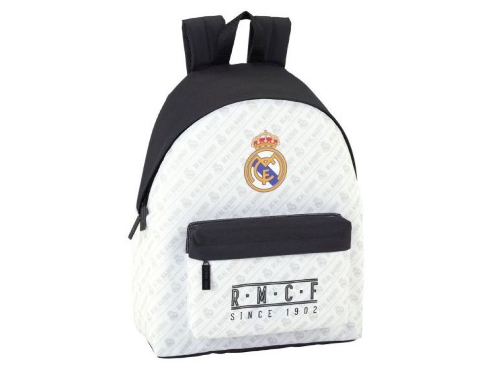 Safta Plecak młodzieżowy na dzień nadruk Real Madrid biały oficjalny 330 x 150 x 420 mm, Real Madrid biały/czarny, 42 cm, plecak szkolny
