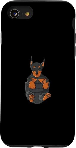 Funda con bolsillo para iPhone SE (2020) 7 8 Dog in Pocket Doberman Pinscher