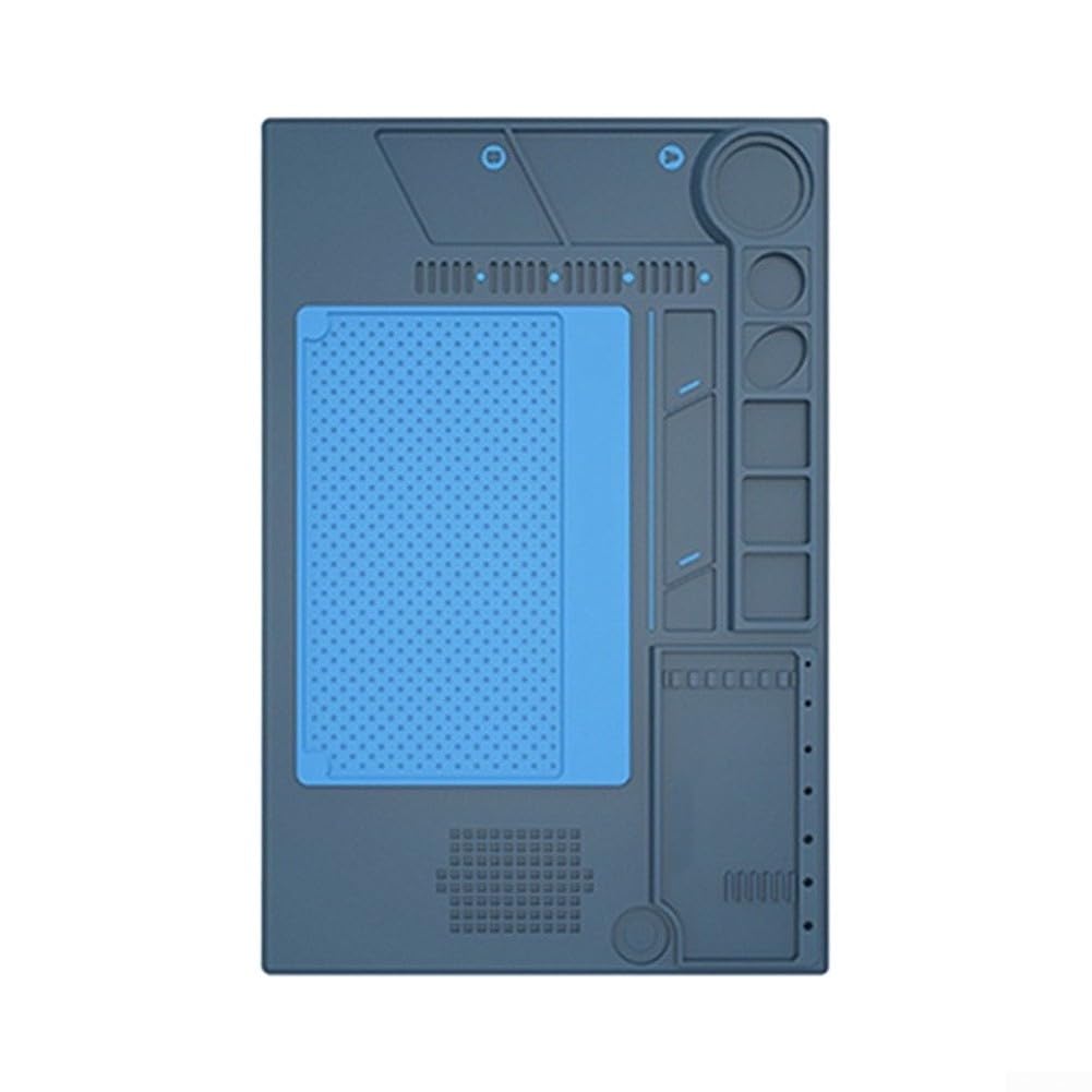 Tappetino per saldatura in silicone resistente al calore per BA-695, antiscivolo | Silicone ad alta temperatura, antiscivolo su entrambi i lati, antigraffio, scomparti chiari, 450 x 300 mm o 250 x 175 mm